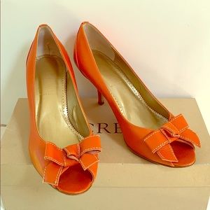 J. Crew leather Pepp-toe Heels (Fresh Tangerine)